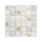 Watercolour Hare artwork across a mosaic splashback.
