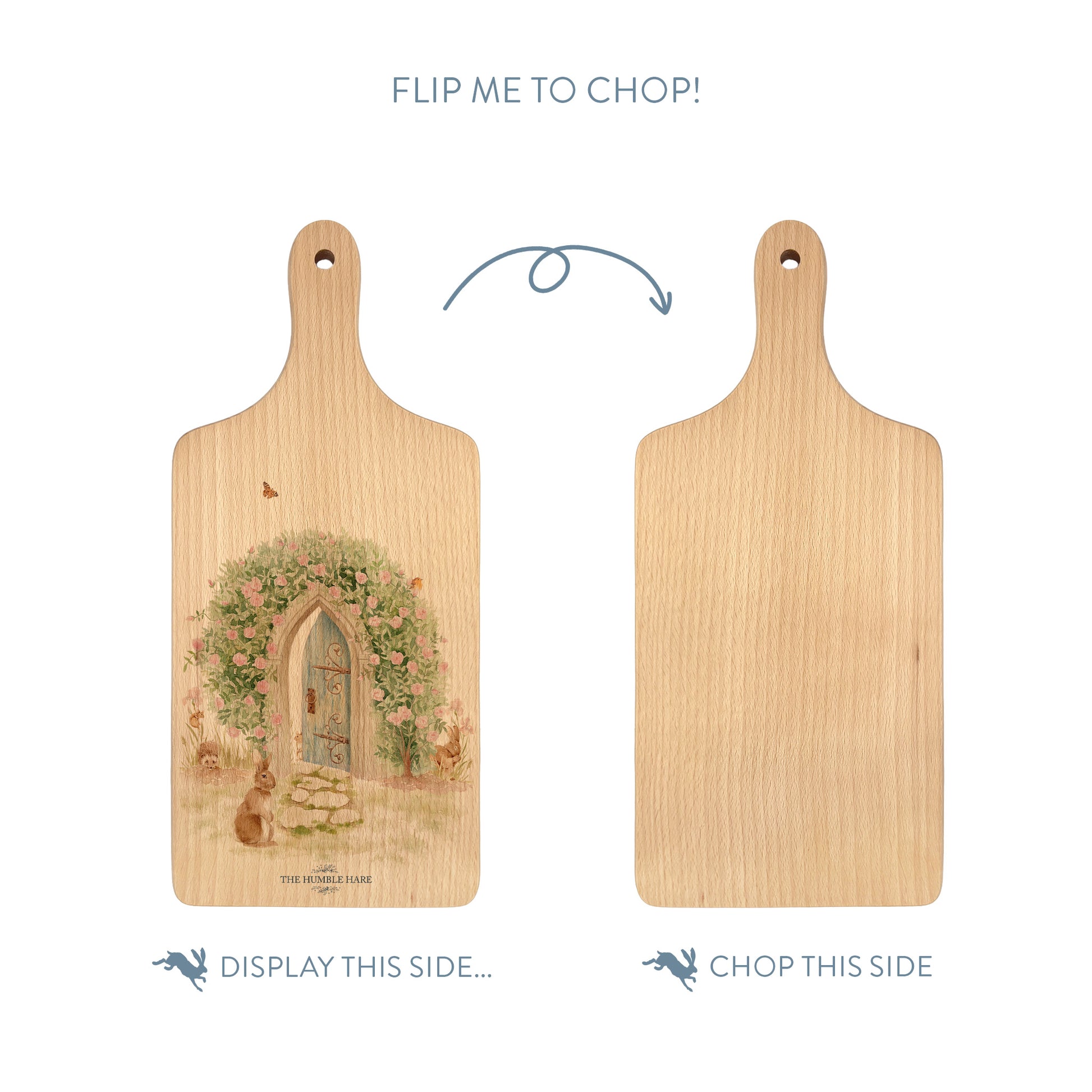 Secret Garden, Garden animals finding away through to the Hidden Garden. Great chopping board gift. 