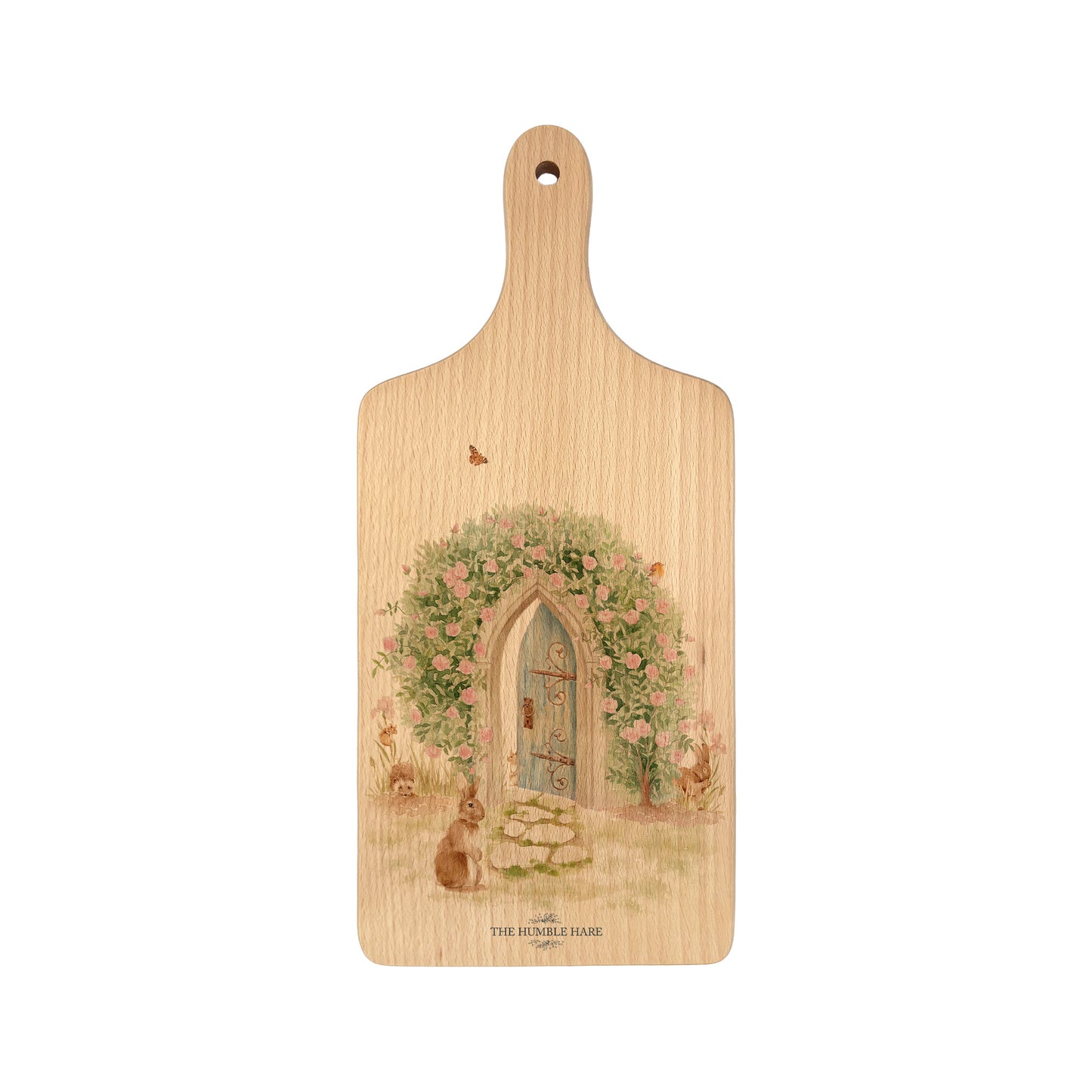 Secret Garden, Garden animals finding away through to the Hidden Garden. Great chopping board gift. 