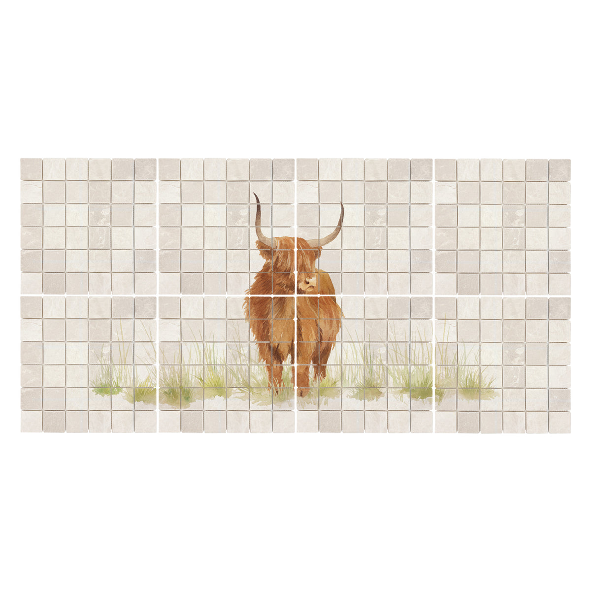 Mosaic Highland Cow Designer Mural