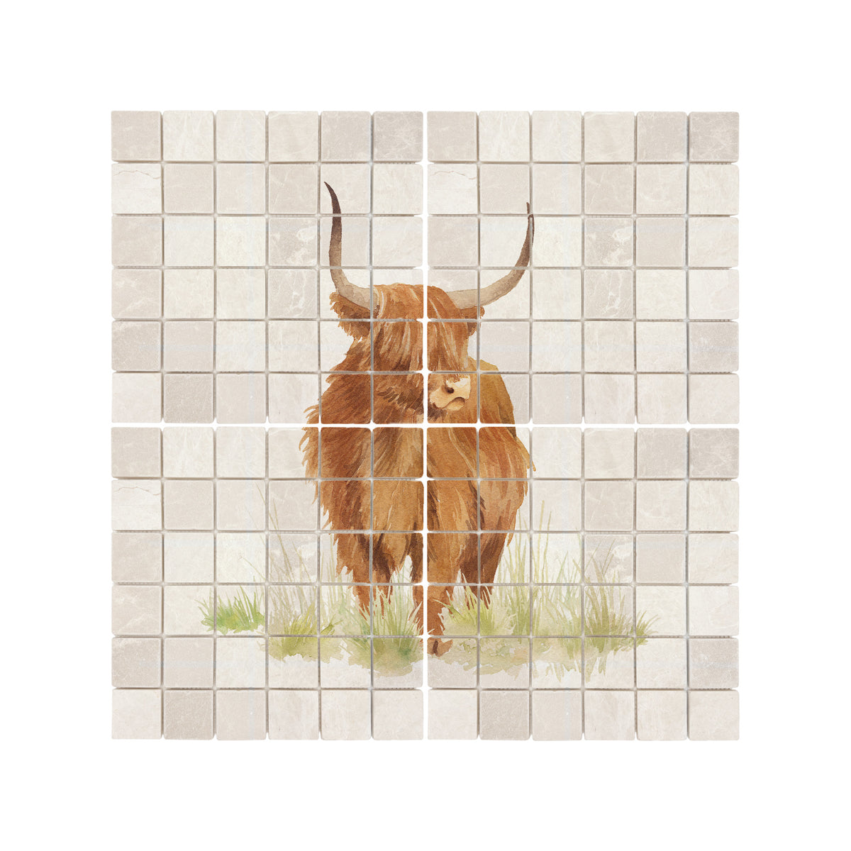 Mosaic Highland Cow Designer Mural