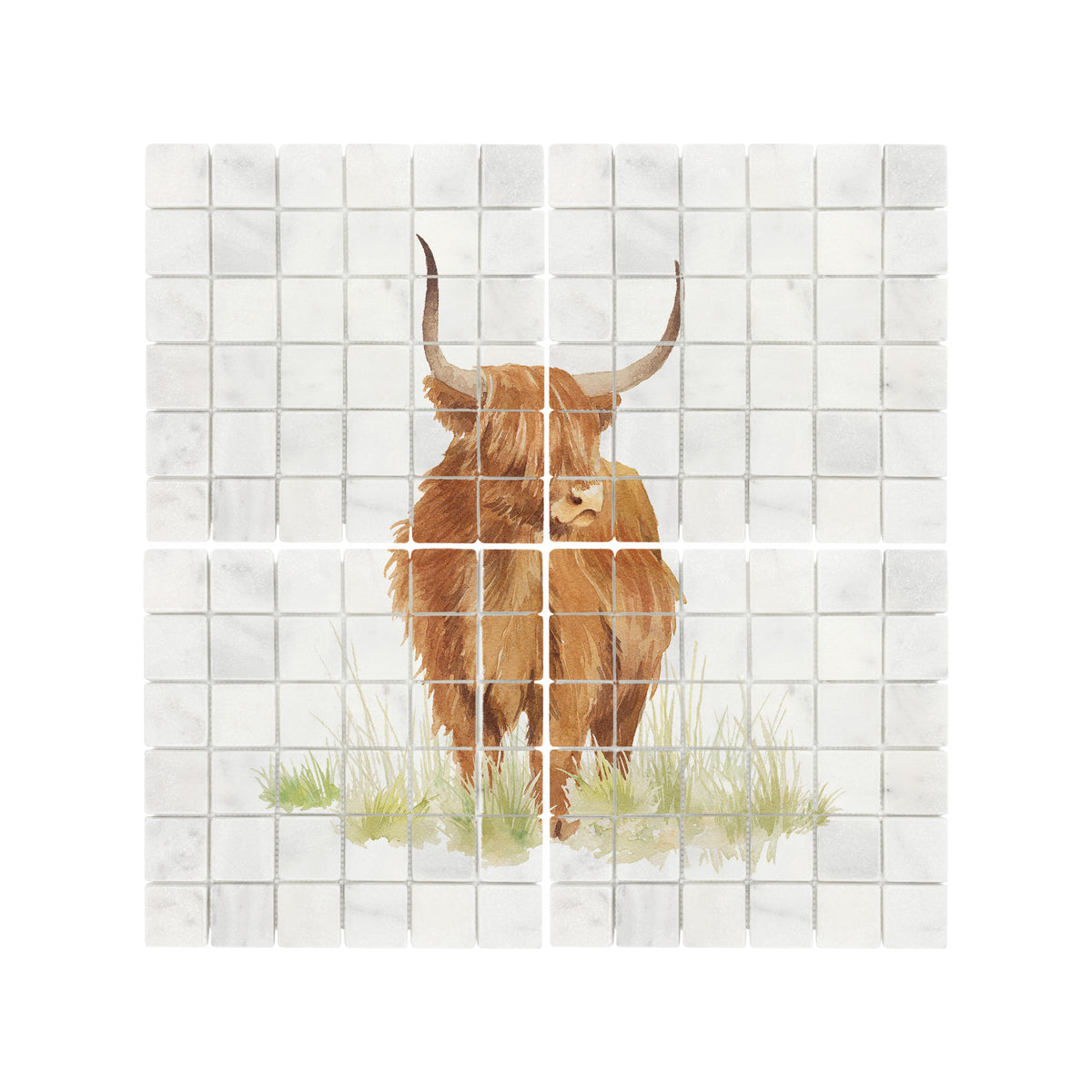 Mosaic Highland Cow Designer Mural