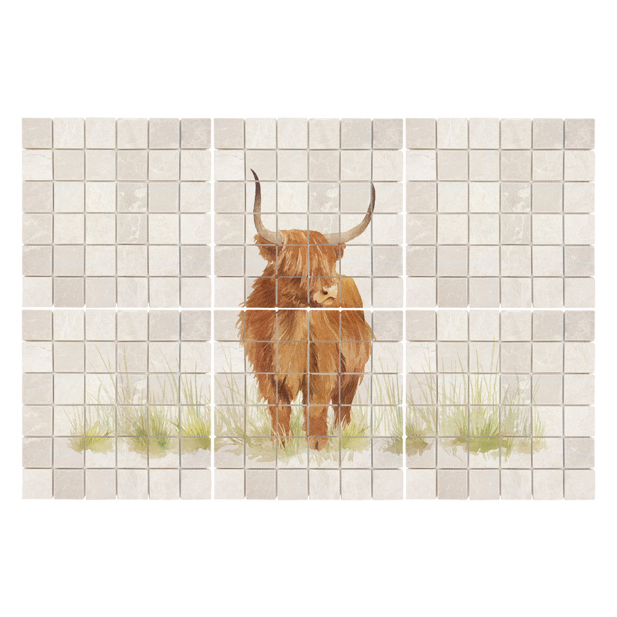 Mosaic Highland Cow Designer Mural