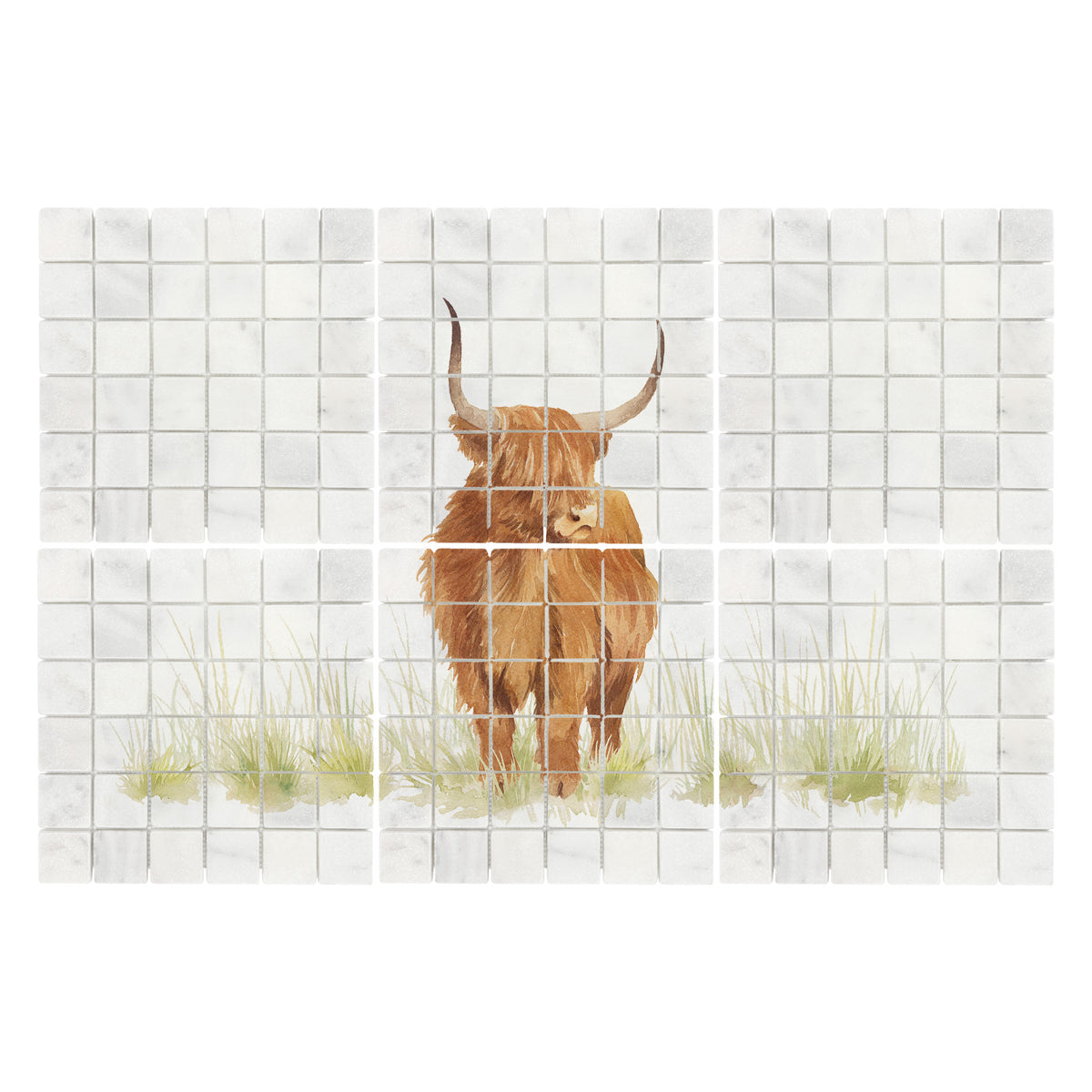 Mosaic Highland Cow Designer Mural
