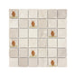 Mosaic splashback tile with a detailed watercolour Highland Cow portrait.