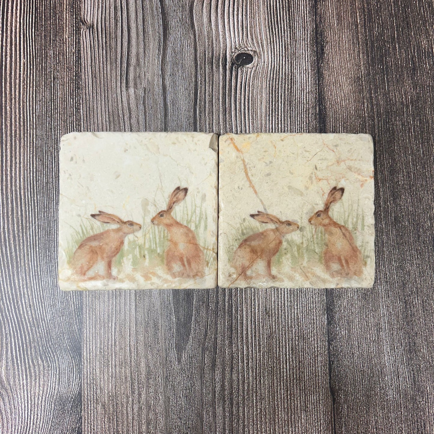 The Hopeful Hare Coasters Set of 2 **Ex-display** SECONDS 1