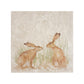 A square marble placemat with a design featuring two hares facing each other about to touch noses, in a watercolour style.