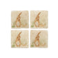 A set of 4 square marble coasters, featuring a watercolour design of a hare washing his ear..