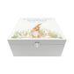 White Square personalised Wooden box with a decorative lid featuring illustrations Hare in a field Perfect funeral memory keepsake box, for storing ashes, order of service, flowers and capturing your loved ones things in one place.