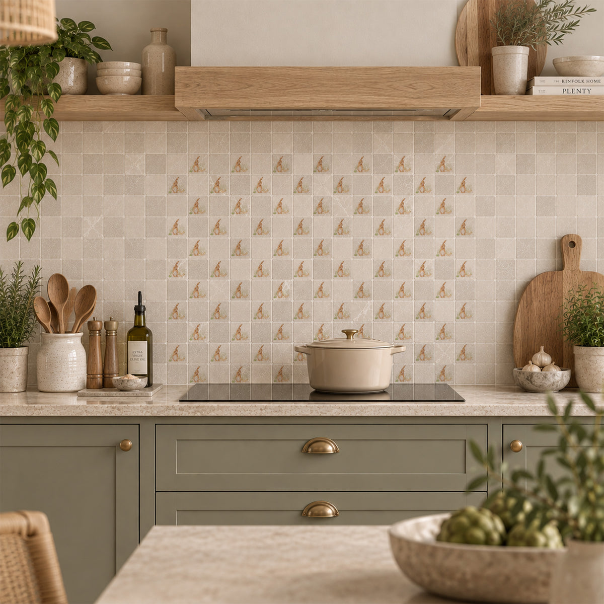 Watercolour Hare design shown across individual mosaic pieces.
