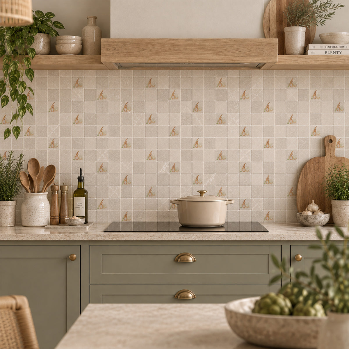 Watercolour Hare design shown across individual mosaic pieces.