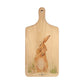 Handmade paddle board in Beech wood, featuring a painted Hare washing it ear with a hand tied luxury blue ribbon. 