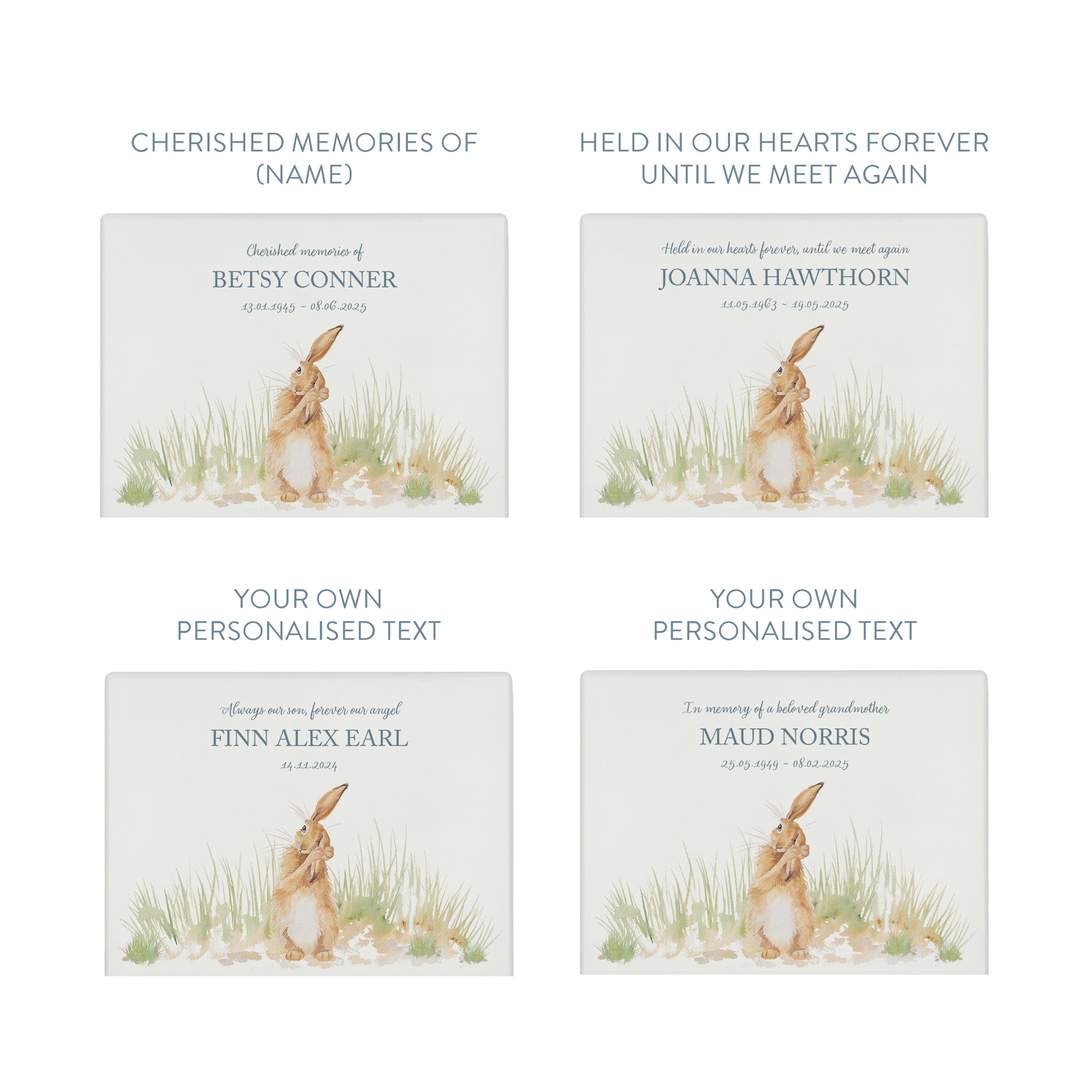 Luxury solid wooden white painted Hare watercolour illustration our urns and Caskets for displaying or burying ashes. Customisable and can be personalised. Perfect funeral memory keepsake urn, for storing ashes for humans and pets
