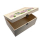 Wooden box with a lid featuring an illustrations of Hydrangeas and Butterflies, Perfect funeral memory keepsake box, for storing ashes, order of service, flowers, pictures. 