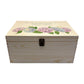 Wooden box with a lid featuring an illustrations of Hydrangeas and Butterflies, Perfect funeral memory keepsake box, for storing ashes, order of service, flowers, pictures. 