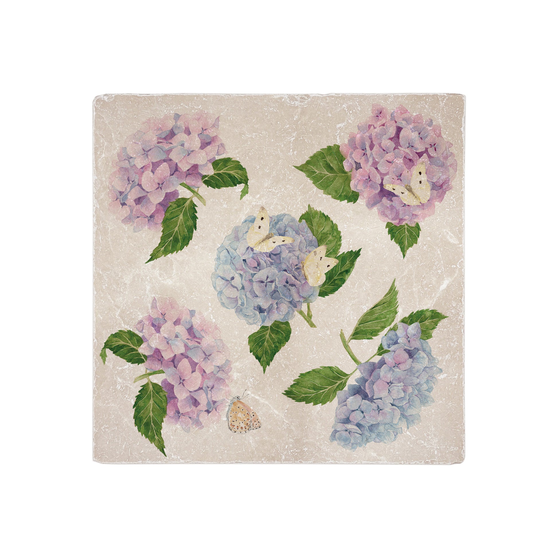 Stunning watercolour marble medium platter featuring The Humble Hares classic style Pinks, blue and purples with some beautiful Butterflies landing on the stunning flowers. 