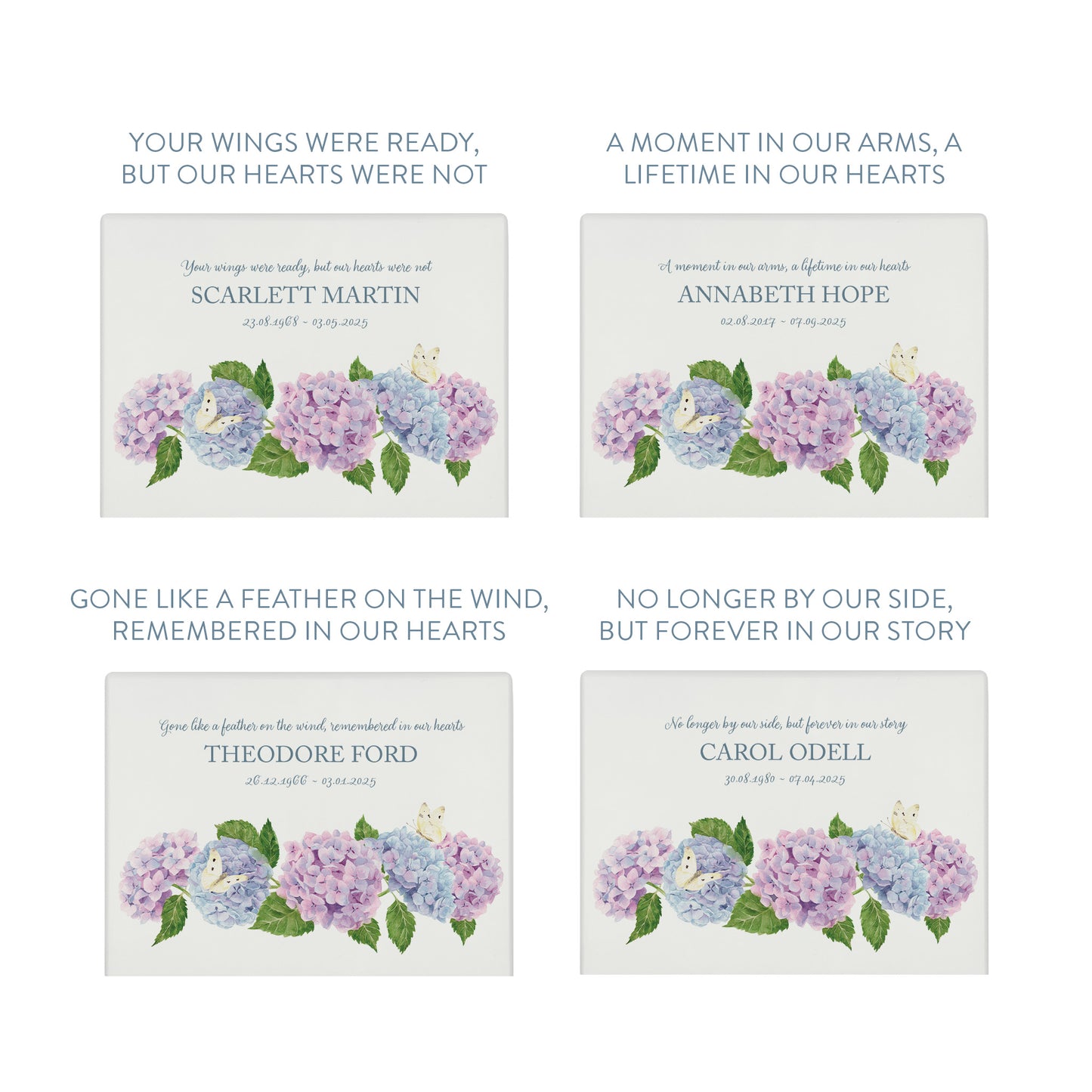 Luxury solid wooden white painted Hydrangea watercolour illustration our urns and Caskets for displaying or burying ashes. Customisable and can be personalised. Perfect funeral memory keepsake urn, for storing ashes for humans and pets.