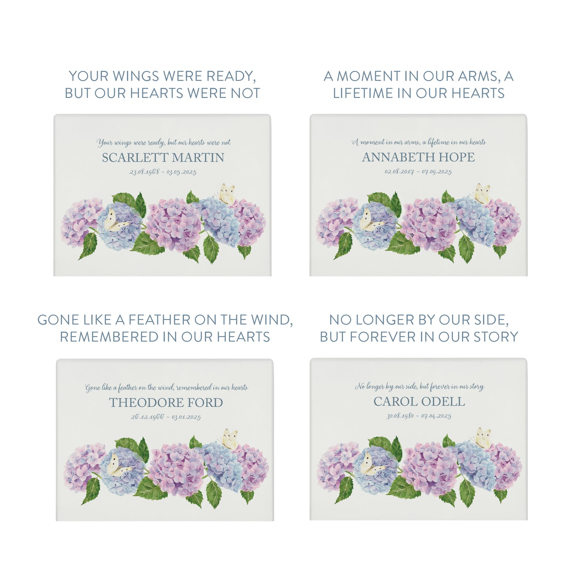Luxury solid wooden white painted Hydrangea watercolour illustration our urns and Caskets for displaying or burying ashes. Customisable and can be personalised. Perfect funeral memory keepsake urn, for storing ashes for humans and pets.
