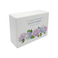 Luxury solid wooden white painted Hydrangea watercolour illustration our urns and Caskets for displaying or burying ashes. Customisable and can be personalised. Perfect funeral memory keepsake urn, for storing ashes for humans and pets.