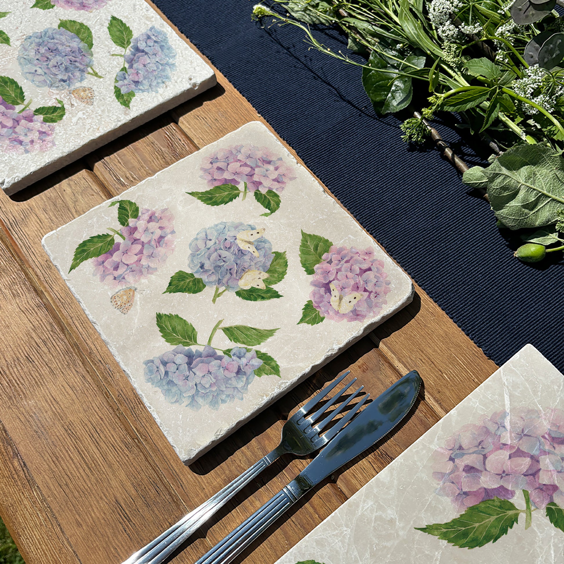 Stunning watercolour marble medium platter featuring The Humble Hares classic style Pinks, blue and purples with some beautiful Butterflies landing on the stunning flowers. 