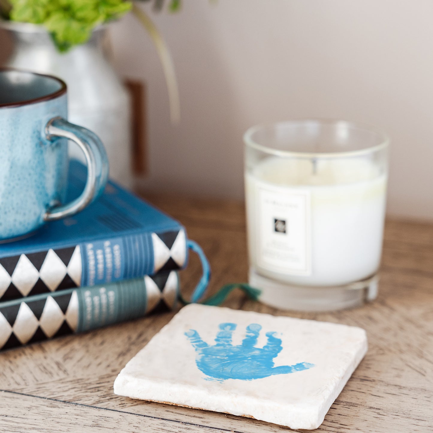 These custom baby handprint marble coasters make ideal personalised gifts for family members, preserving precious moments forever.