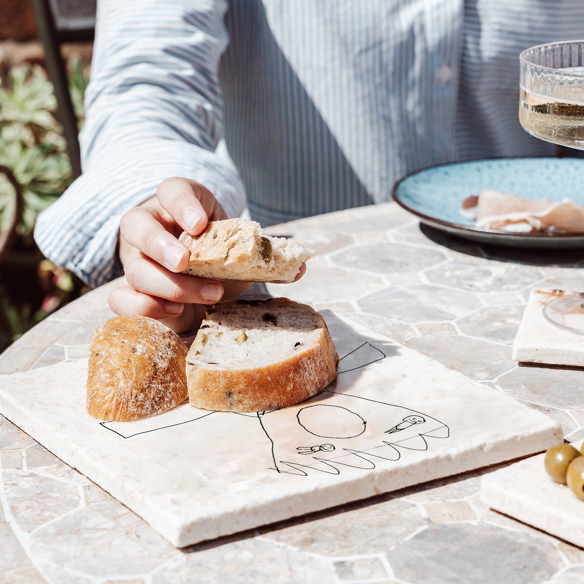 A personalised medium marble platter featuring a child’s hand-drawn creation, a wonderful bespoke gift for loved ones.