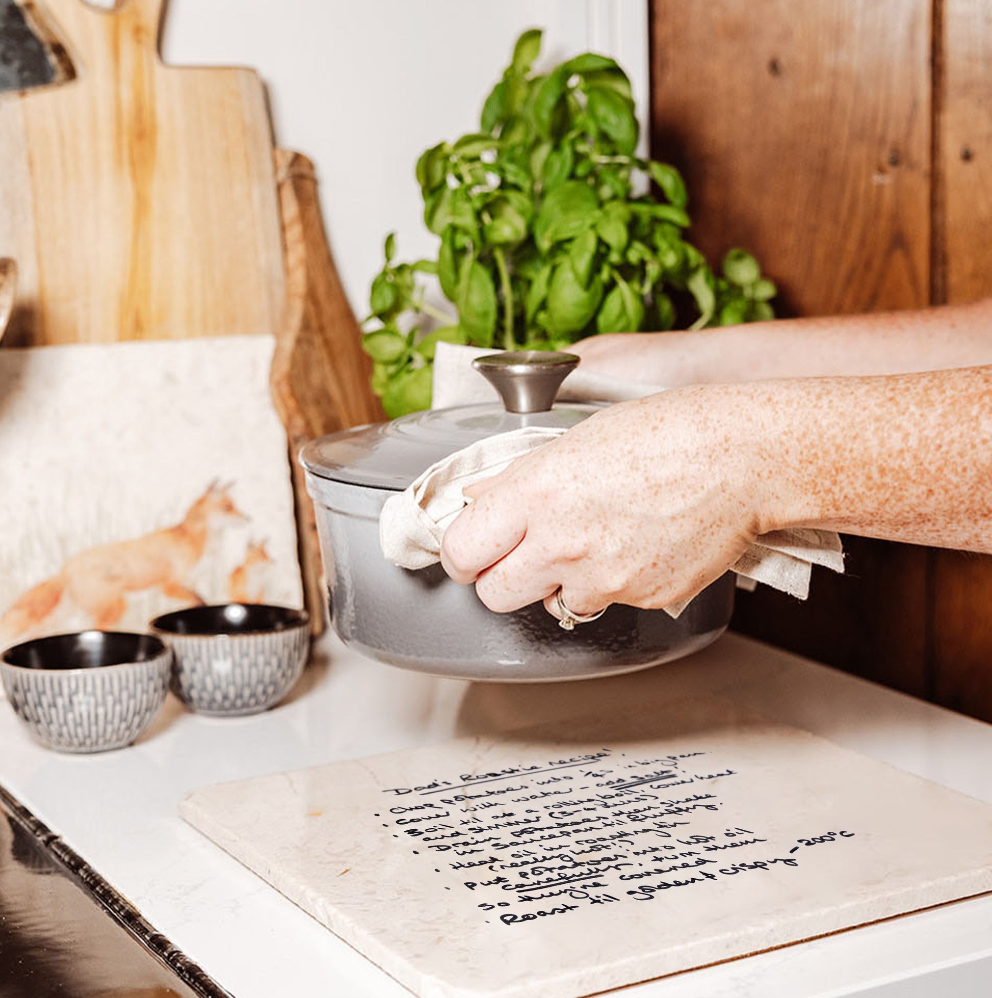 A keepsake large marble platter with family recipe – ideal for family gatherings and gifts.