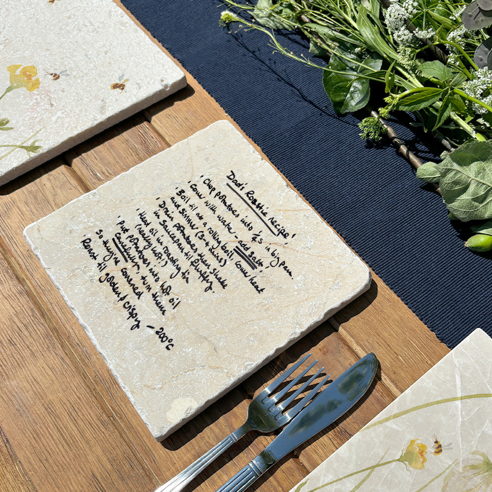 A personalised medium marble platter with a family secret recipe – the perfect keepsake gift for family and friends.