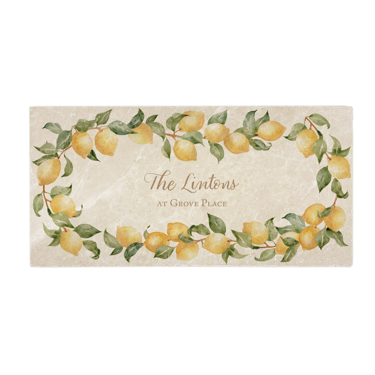 Font and colour examples for a lemon personalised wall tile.