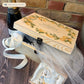A beautiful Medium Lemon Wreath Charming wedding & Anniversary  keepsake box with custom names and delicate watercolour fruit artwork on a smooth pine wood finish. The perfect unique personalised gift box.