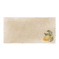 A rectangular marble sharing platter, featuring a watercolour design of a single lemon with leaves.