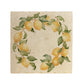 A large square marble placemat, featuring a watercolour lemon wreath design