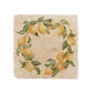 A medium square multipurpose marble platter, featuring a watercolour lemon wreath design.