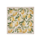 A cream marble 20x20cm wall tile with a maximalist watercolour lemon pattern.