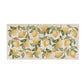 A handmade cream marble 20x40cm wall tile with a maximalist watercolour lemon pattern.
