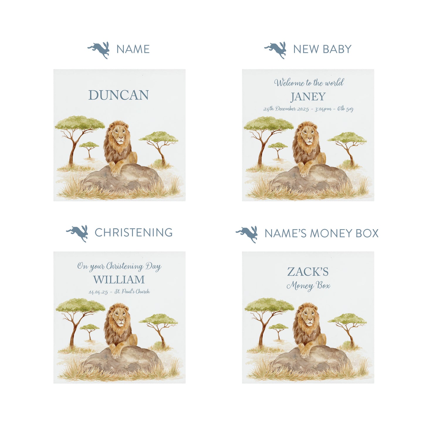 personalised handmade money box for birthday gift in childrens bedroom Lion sitting majestically on a rock
