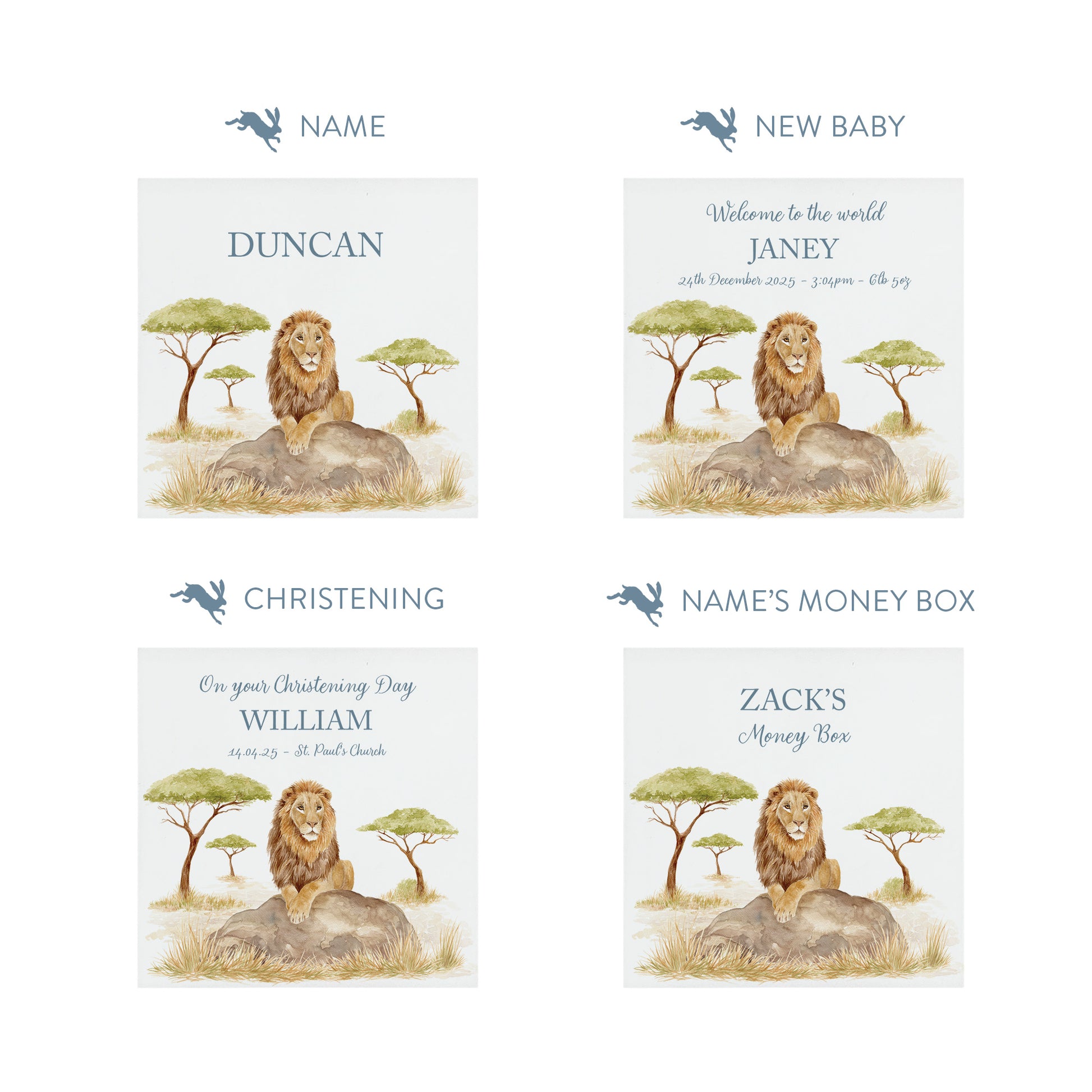 personalised handmade money box for birthday gift in childrens bedroom Lion sitting majestically on a rock