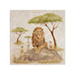 The Kind of he Savannah- Watercolour Lion and Meerkat friends gathered around and the Dry Savannah. 