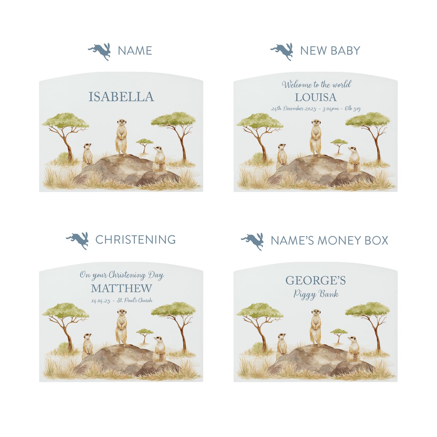 Meerkat Personalised money box, christening, birthday, new baby gift