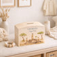 baby animal personalised money box on nursery sideboard