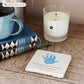 A square marble coaster featuring a watercolour personalised design of your baby, child's or loved ones hand or footprint. Coping with baby loss- perfect memorial for some who has died. 