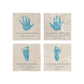 A square marble coaster featuring a watercolour personalised design of your baby, child's or loved ones hand or footprint. Coping with baby loss- perfect memorial for some who has died. 