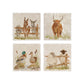 Set of four mix and match marble coasters with farm animal watercolour designs.