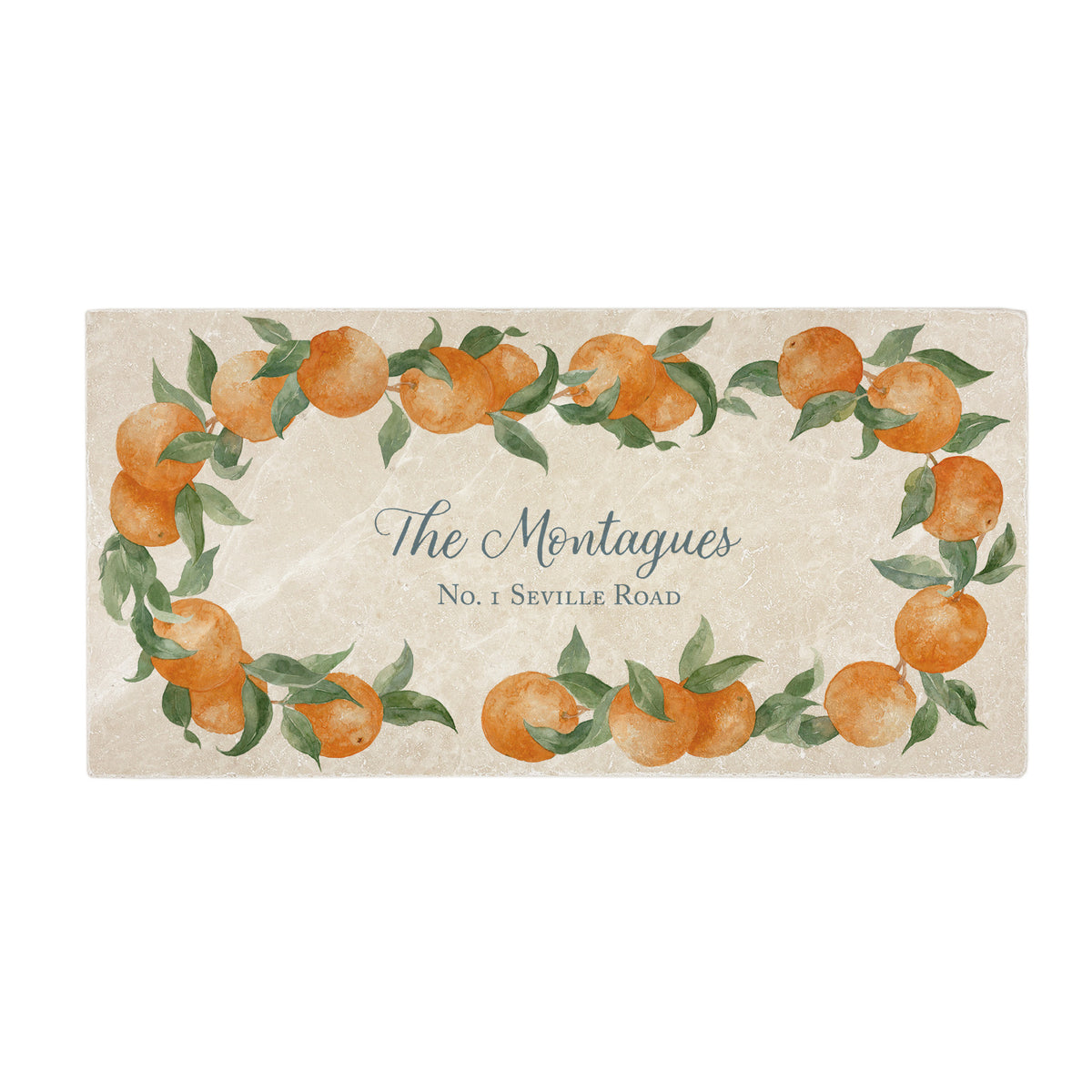 Close up design of the personalised marble tile 