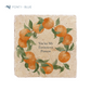 A medium marble platter featuring a wreath of oranges and leaves, personalised with the bespoke message ‘You’re My Favourite Person’ in the centre of the platter in a blue font.