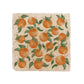 A medium square multipurpose marble platter, featuring a watercolour orange pattern.