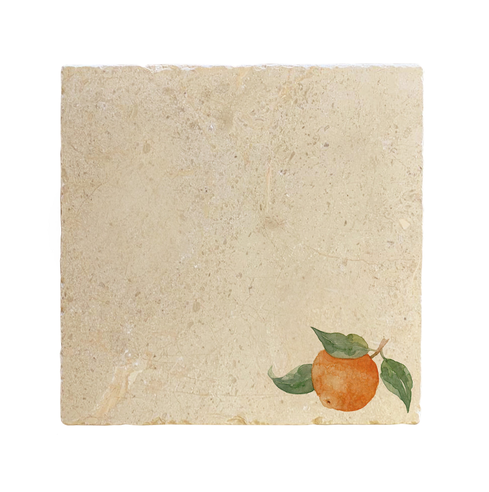 A large multipurpose marble platter with a minimalistic watercolour orange design.