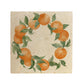 A large square marble placemat, featuring a rustic oranges and leaves wreath design.