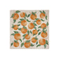A cream marble 20x20cm wall tile with a maximalist watercolour orange pattern.