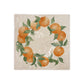 A 20x20cm cream marble tile with a watercolour design featuring a wreath of oranges.
